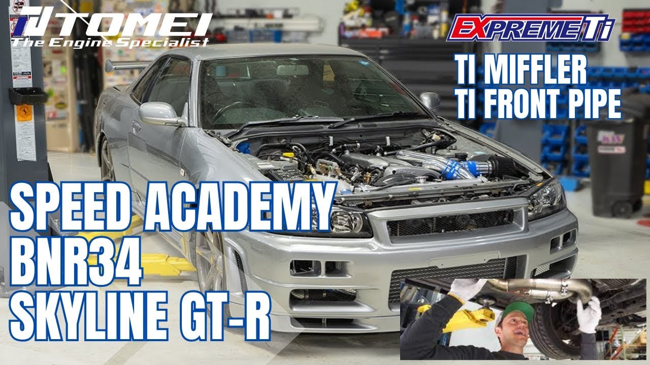 Speed Academy BNR34 -TOMEI Expreme Ti Muffler and Ti Front Pipe (Full Ti Downpipe) #rb26 #gtr