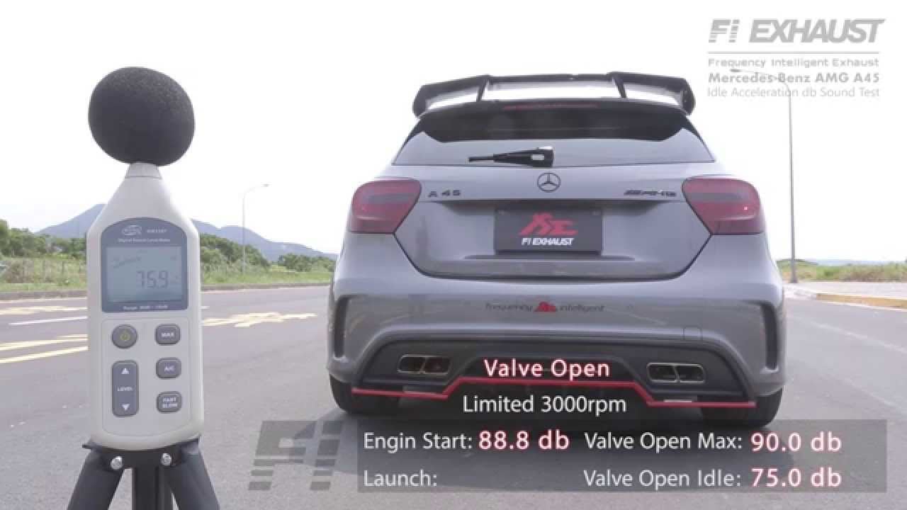 Mercedes-Benz W176 A45 AMG w/ Fi EXHAUST Valvetronic Sound Acceleration db Test