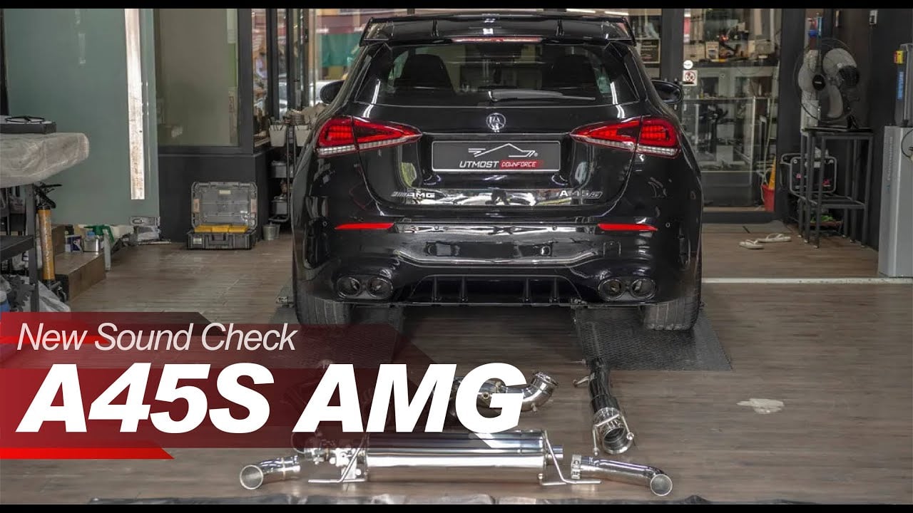 Mercedes-AMG W177 A45s Idle Revving, Acceleration w/ Fi EXHAUST X Utmost Downforce Garage