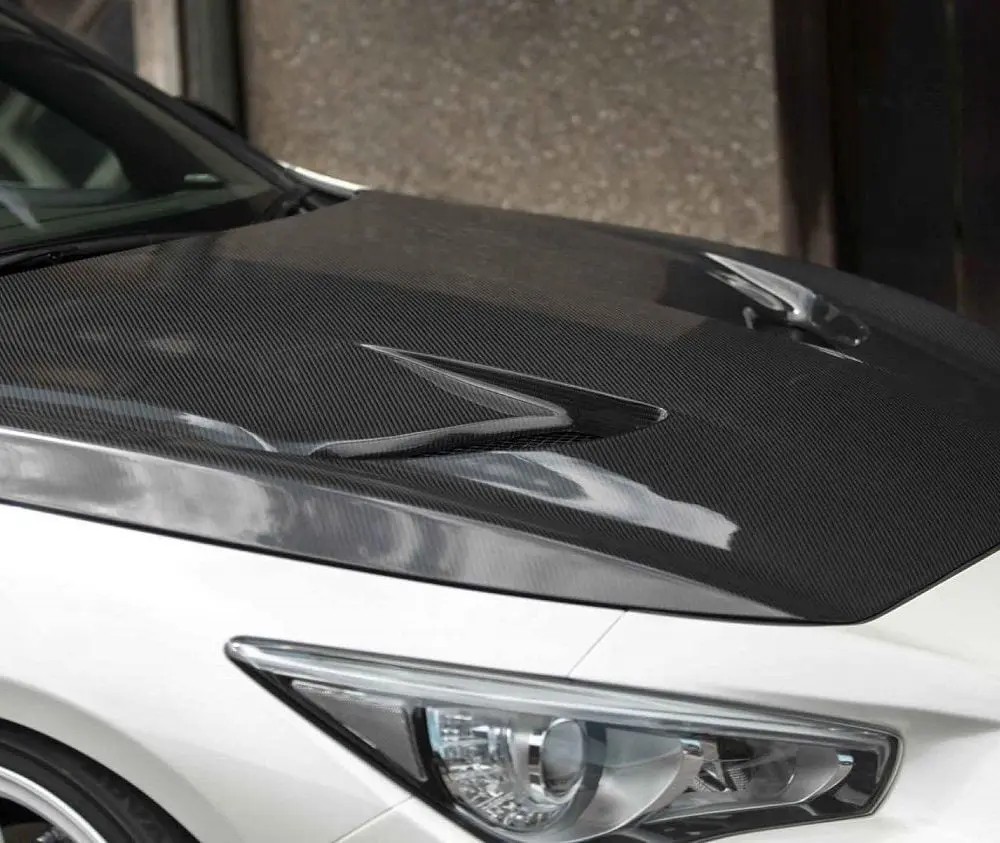 Liberty Walk lb★nation Bonnet Hood for V37 Infiniti Q50 / Nissan Skyline Installed - Close View