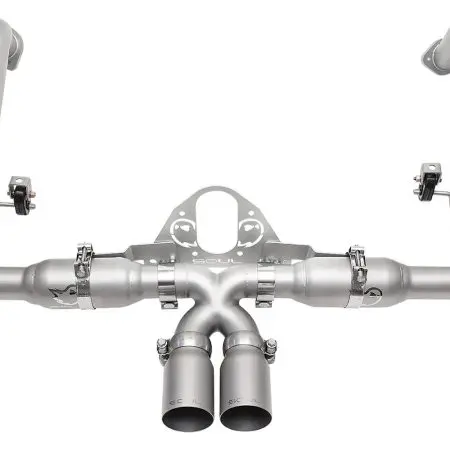 SOUL Performance Exhaust System with Slash Cut Tips for 981 Porsche Boxster Spyder / Cayman GT4 [POR.GT4M.RER.SLT/POR.GT4M.RER.SLTBR]