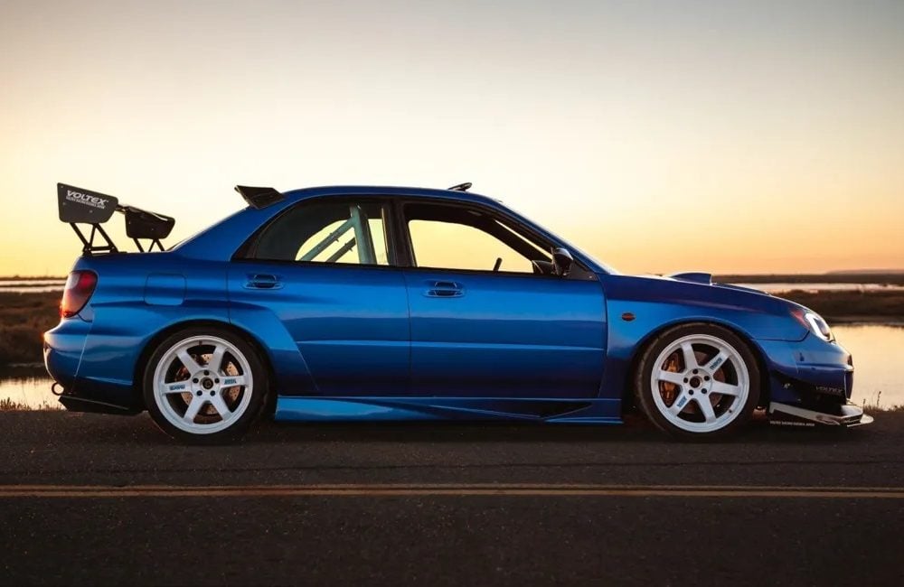 Voltex Front Bumper for GD Subaru Impreza WRX STi (hawk-eye facelift) [IBF-1] Installed on Car - Side View
