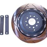 TOP SECRET Slotted 400mm Rear 2PC Brake Rotors with Special Brackets for R35 Nissan GT-R (w/o factory carbon brakes) - Rotor and Brackets / Hardware