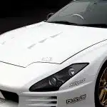 Top Secret G-Force Aero Bonnet A80 Supra, Installed on White Supra - Close Front Side View of Car