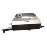 Top Secret R35 GT-R Reserve Tank in Buffed Aluminum - Upper Front View