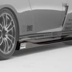 Top Secret GT-R V1 Side Diffusers, Installed on Grey GT-R - Rear Side View of Right Diffuser, Highlighted
