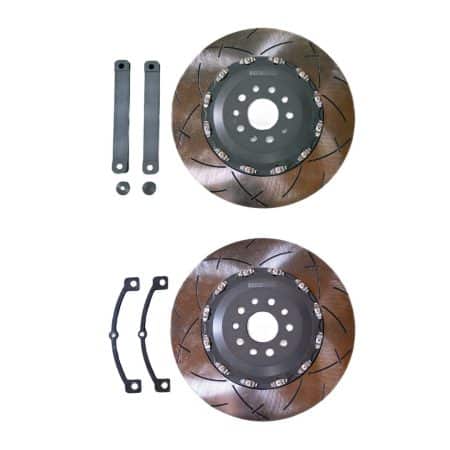 TOP SECRET Slotted 400mm Front 2PC Brake Rotors with Special Brackets for R35 Nissan GT-R (w/o factory carbon brakes)