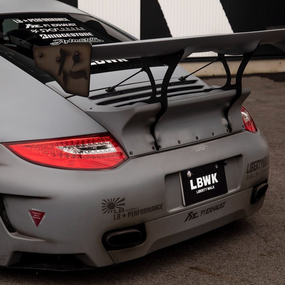 Liberty Walk LB-WORKS Ver. 1 Rear Wing for 997 Porsche 911 Turbo Installed - Rear View