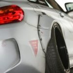 Liberty Walk LB-WORKS Rear Bumper for F32 BMW 4 Series Installed on Wrapped 4 Series - Corner Close View