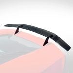 Vorsteiner Verona Edizione Glossy Carbon Wing Blade w/ Aluminum Uprights for LP610-4 Lamborghini Huracan Installed on Orange Huracan - Wing Blade and Uprights Highlighted