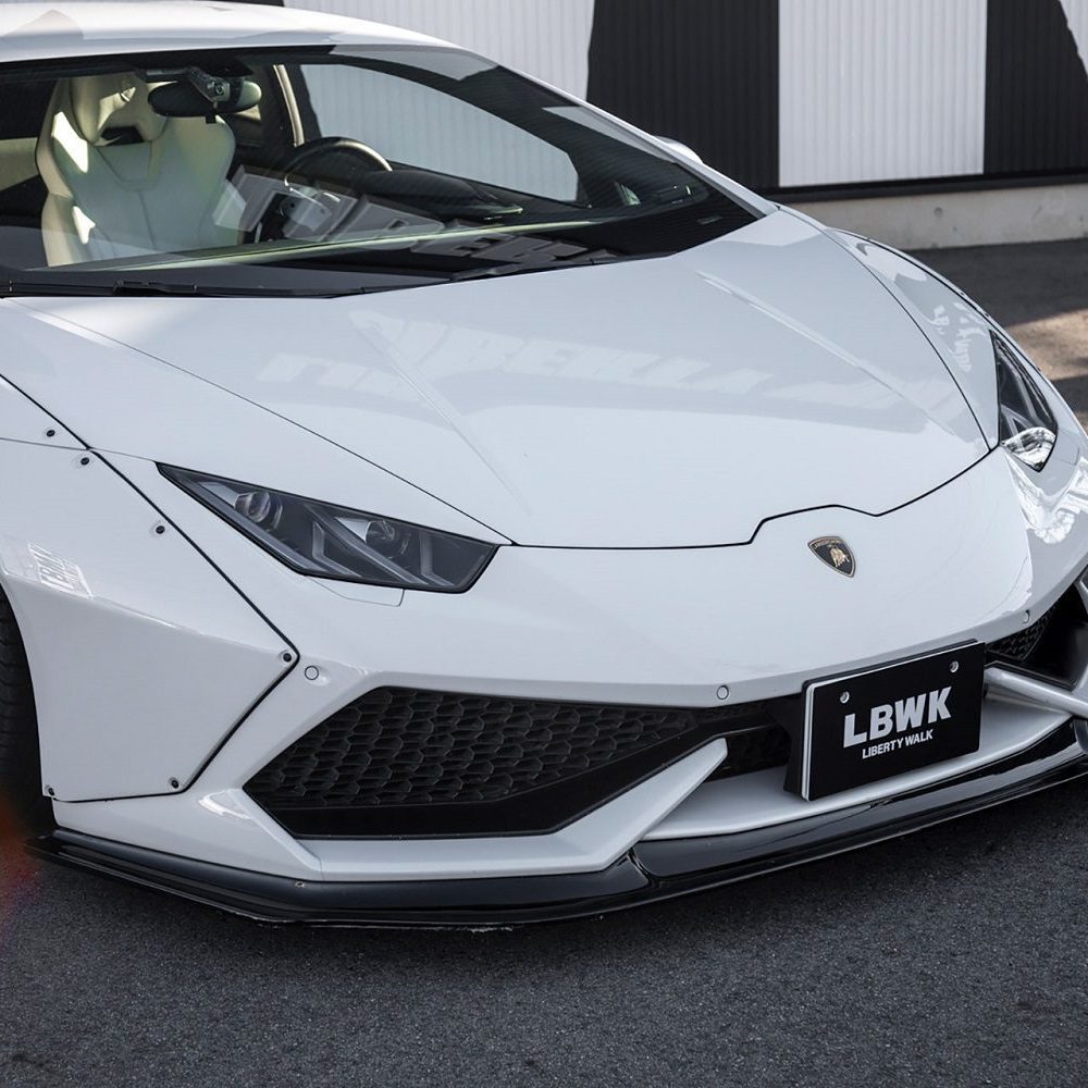 Liberty Walk LB-WORKS Front Diffuser for LP610-4 Lamborghini Huracán Installed on White Huracan
