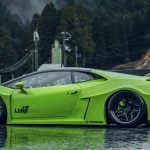 Liberty Walk LB-Silhouette WORKS GT Widebody Kit for LP610-4 Lamborghini Huracán Installed on Green Huracan - Side View