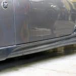 Top Secret 370Z G-Force Side Steps in Carbon, Installed on Grey GT-R - Front Side View of Left Side Step