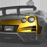 Top Secret GT-R M17 Rear Bumper, Installed on Gold GT-R, Bumper Highlighted