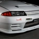 Top Secret R32 GT-R Front Lip, Installed on White GT-R - Front Side View of Lip Spoiler