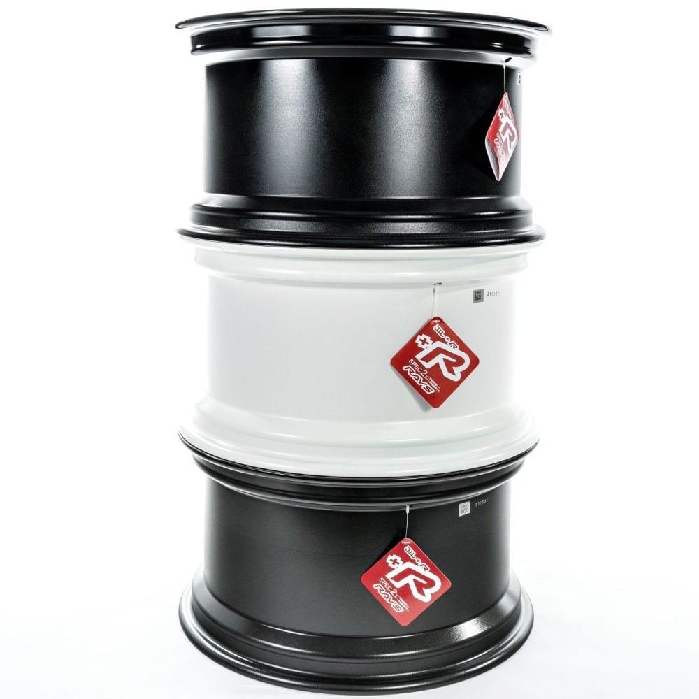 Volk Racing CE28SLs in White and Black, Stacked