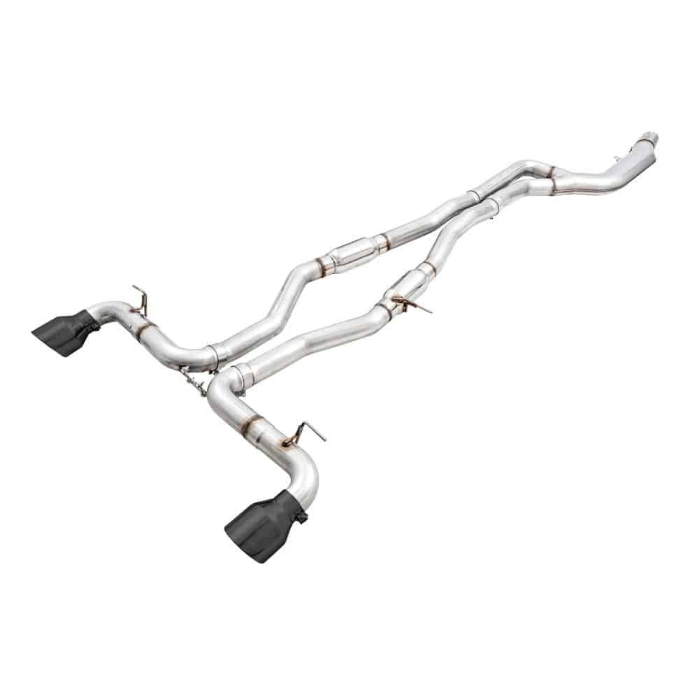 AWE Track Edition Exhaust - 5in Diamond Black Tips for A90/A91 Toyota GR Supra
