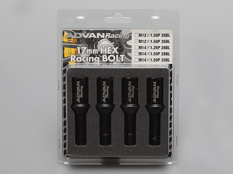 Advan Wheel Bolt 28mm Thread (Black) – 4 Pack