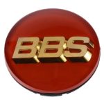 BBS Center Cap – 70mm Red w/ Gold 3D Logo (4-tab)