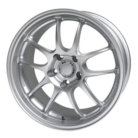 Enkei PF01 18×8.5 48mm Offest 5×114.3 Bolt Pattern 75 Bore Dia Silver Wheel 08-10 Subaru STI