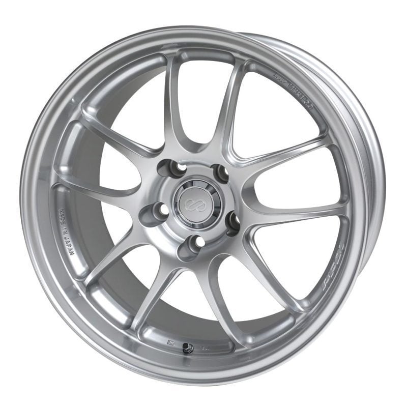 Enkei PF01 18×8.5 48mm Offest 5×114.3 Bolt Pattern 75 Bore Dia Silver Wheel 08-10 Subaru STI