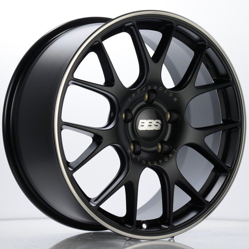 BBS CH-R Satin Black Polished w/ Motorsport Etching Rim Protector Wheel (19x8.5 5x130 +51)