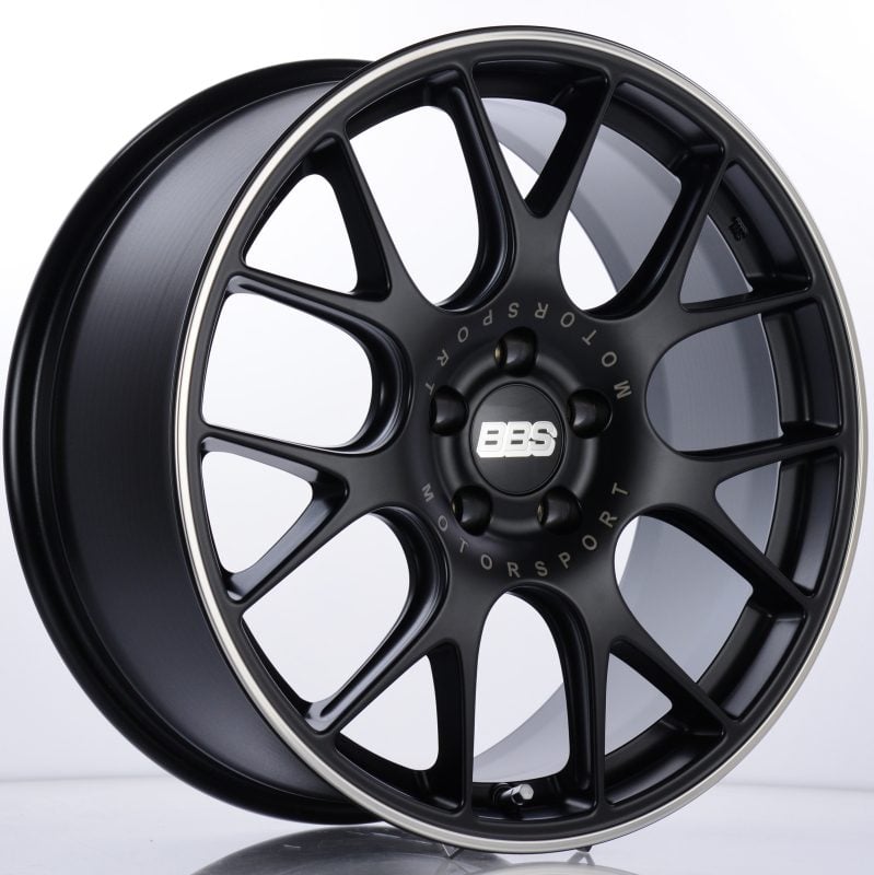 BBS CH-R 19×8.5 5×120 ET32 Satin Black Polished Rim Protector Wheel -82mm PFS/Clip Required