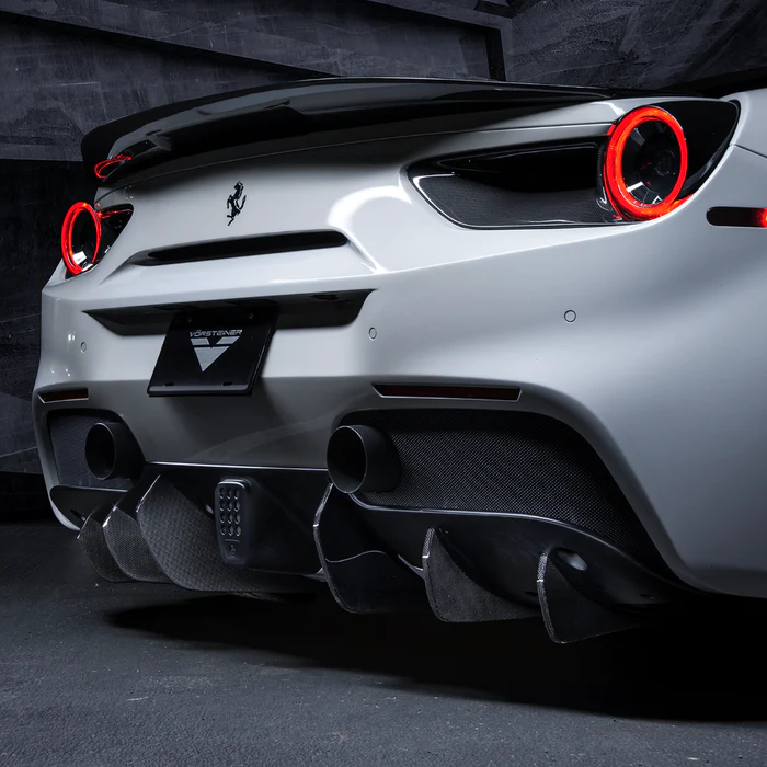 Vorsteiner Diavolo Carbon Fiber Aero Rear Diffuser Fins for Ferrari 488 Installed