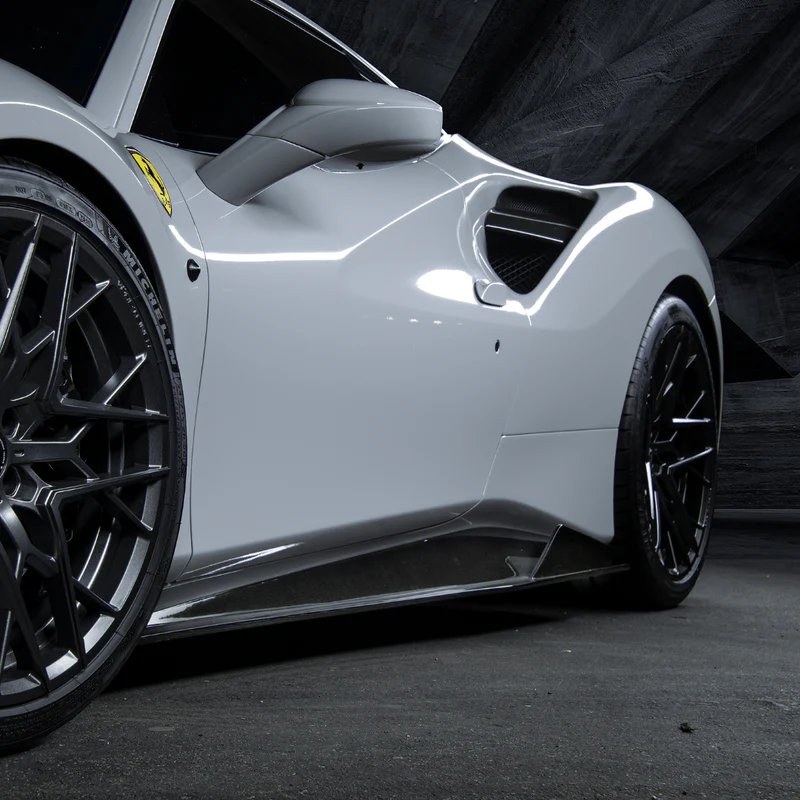 Vorsteiner Diavolo Carbon Fiber Aero Side Skirts for Ferrari 488 Installed