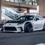 Liberty Walk lb★nation Widebody Kit for ZD8 Subaru BRZ / ZN8 Toyota GR86 Installed on White GR86 Front Side View