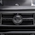 Vorsteiner VRS Program Carbon Front Grille with Center-V Part for W464 Mercedes-AMG G 63 in Satin Finish Installed on Black G 63 - Close Front View of Grille