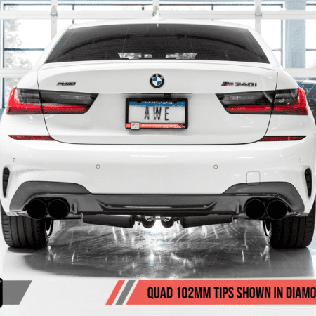 AWE Tuning Non-Resonated Touring Edition Exhaust – Quad Diamond Black Tips for G20 BMW M340i [3015-43156]