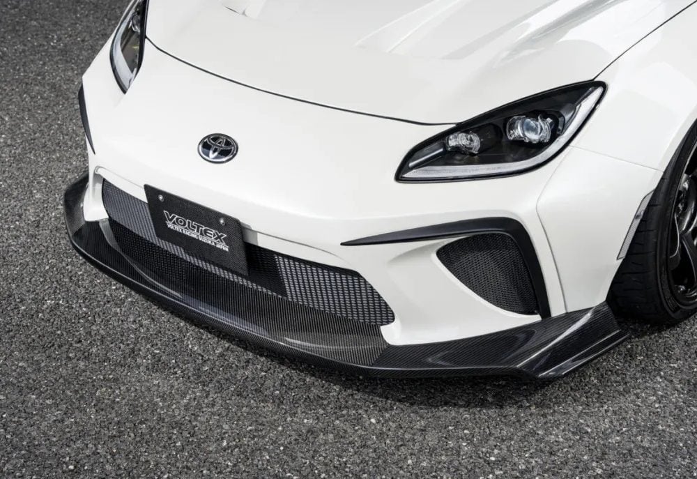 Voltex FRP & Carbon Street Version II Front Bumper for ZN8 Toyota GR86 [86-FU] Installed on White GR86 - Close View