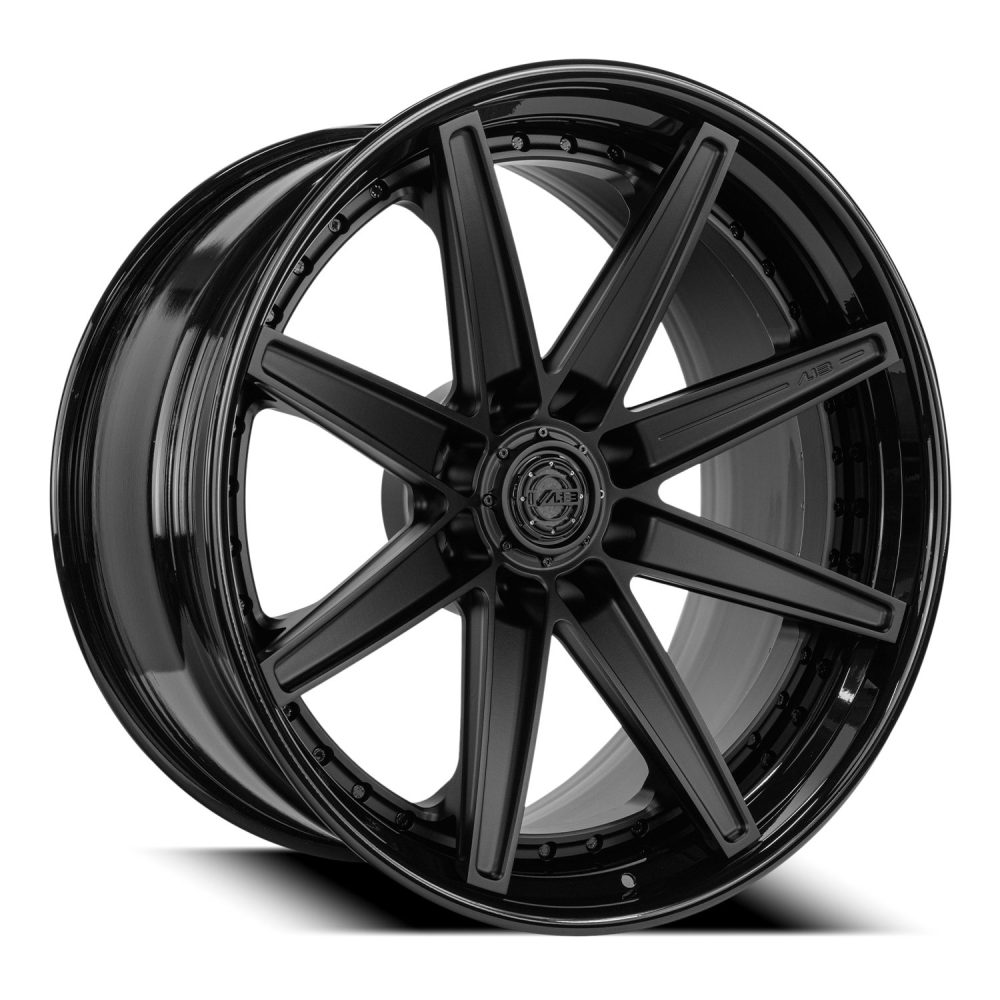 AL13 Wheels 3 Piece HD008R Wheel in Satin Precision Black / Gloss Precision Black Face Design