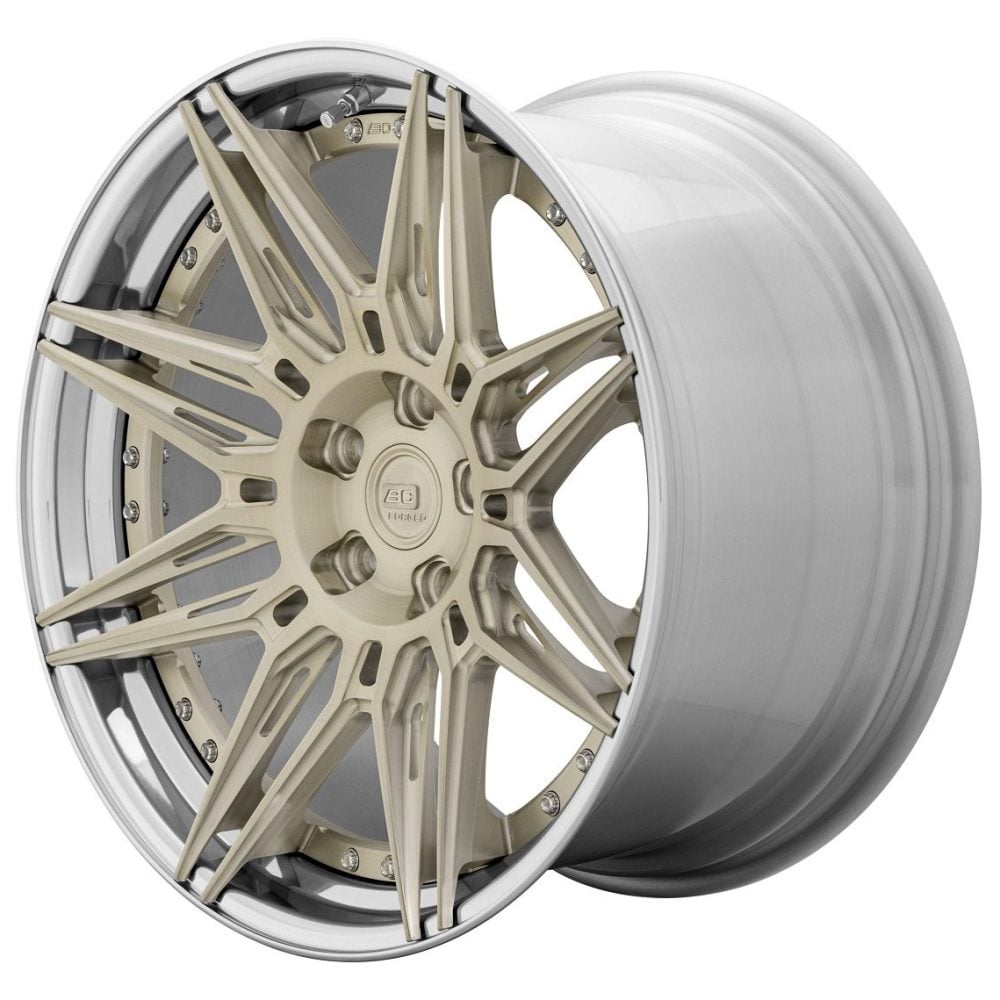 BC Forged Modular HCA388 Wheel in Satin Royal Gold / Polished Clear Slight Side View