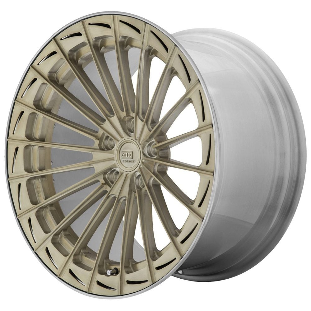 BC Forged Modular HCS33 Wheel in Satin Royal Gold Slight Side View