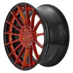 BC Forged Modular HB15 Wheel in Crystal Orange / Gloss Black Side View