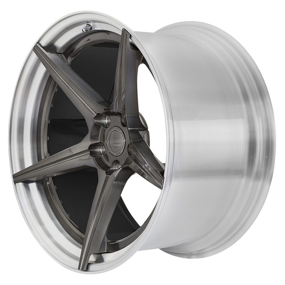 BC Forged Modular HC050 Wheel in Brushed Black / Polished Clear Side View