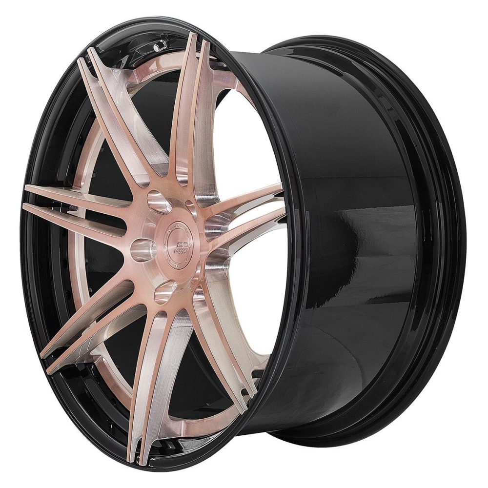 BC Forged Modular HC027 Wheel in Rose Gold / Gloss Black Side View