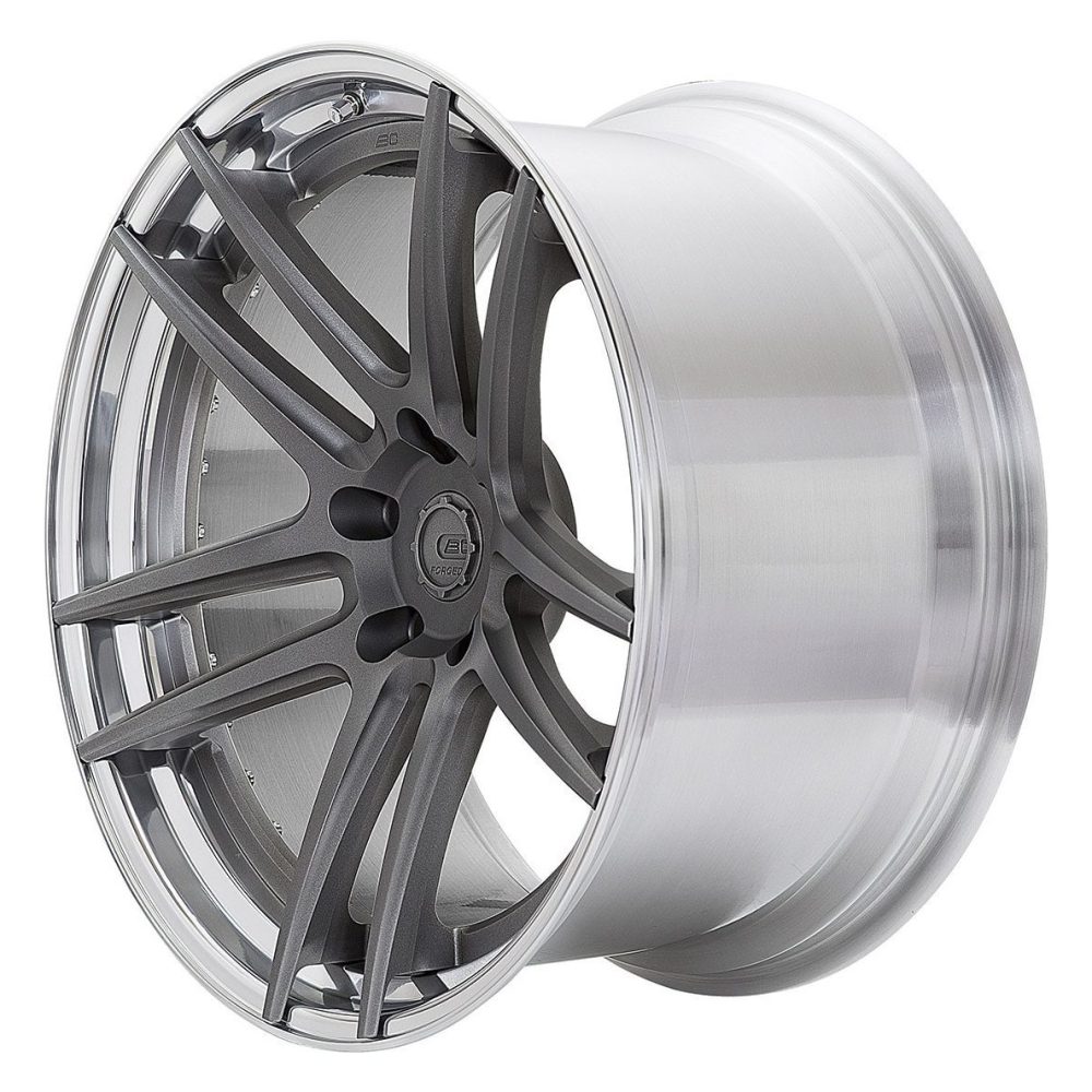 BC Forged Modular HCS01 Wheel in Matte Gunmetal / Polished Clear Slight Side View