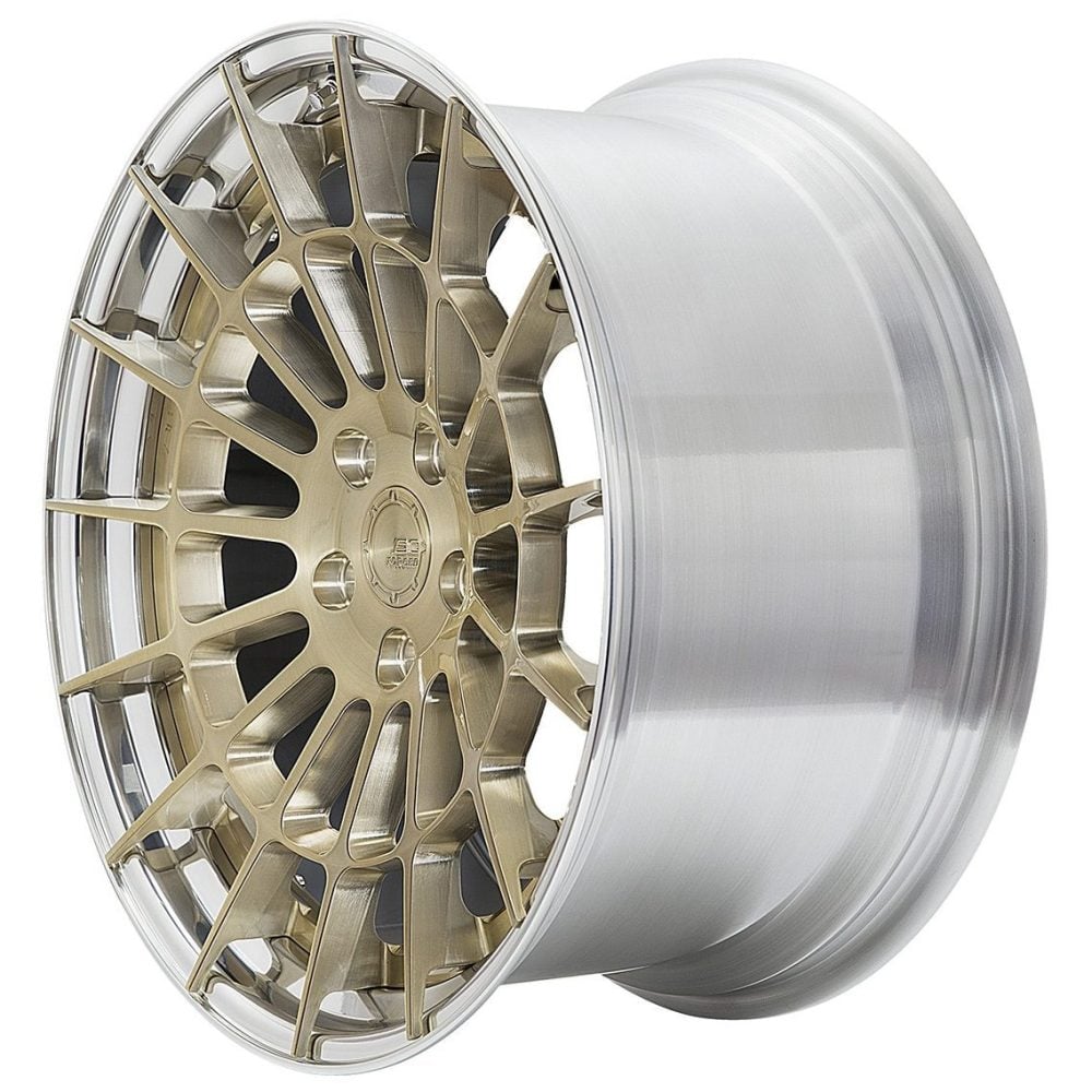 BC Forged Modular HCS151 Wheel in Royal Gold / Polished Clear Slight Side View