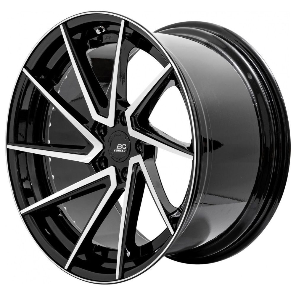 BC Forged Modular HCS24 Wheel in Gloss Black / Diamond Cut with Hidden Hardware Slight Side View