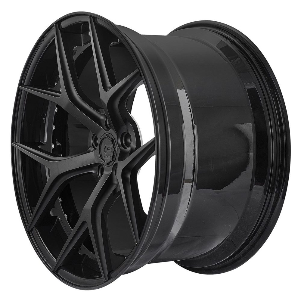 BC Forged Modular HT02 Wheel in Matte Black / Gloss Black Side View