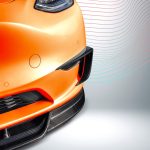 Vorsteiner Carbon Fiber Front Bumper Flares for Tesla Model Y Installed on Orange Model Y