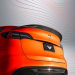Vorsteiner Carbon Fiber Decklid Spoiler for Tesla Model Y Installed on Orange Model Y