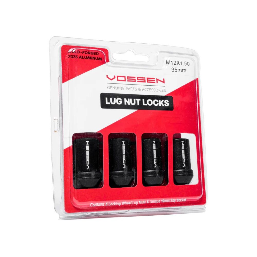 Vossen Wheels 12x1.25 35mm Lock Nut Set in Black Packaged