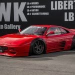 Liberty Walk LB-WORKS Widebody Kit for Ferrari 348 Installed on Red F348 Front Side View