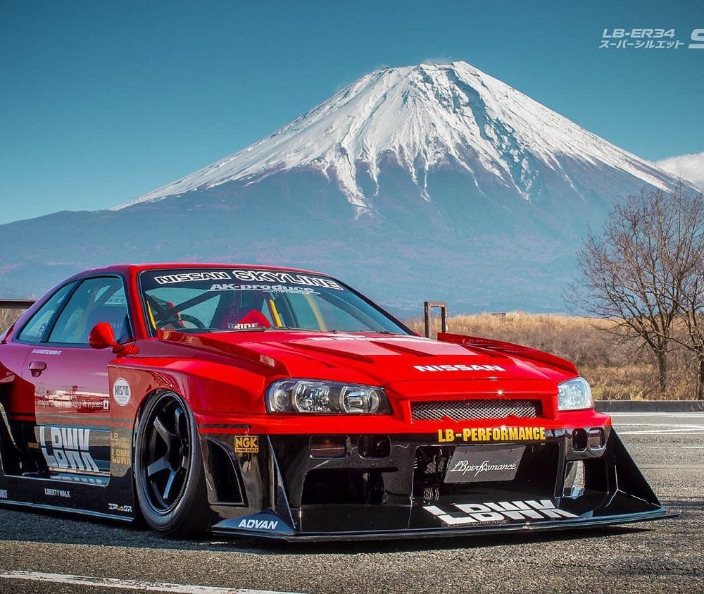 Liberty Walk LB Super Silhouette Widebody Kit for R34 Nissan Skyline GT-R Installed