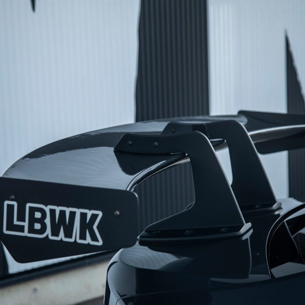 Liberty Walk lb★nation Ver.1 Rear Wing for ZC6 Subaru BRZ / ZN6 Toyota 86 Installed on Black 86 Back Side View