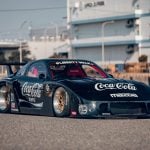 Liberty Walk LB Super Silhouette Widebody Kit for FD3S Mazda RX-7 Installed on Coca-Cola RX-7 Front View